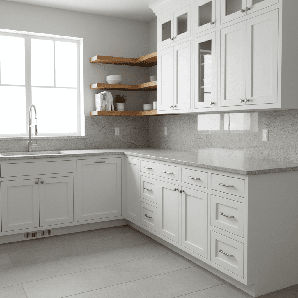 Completed kitchen cabinet installation in modern home