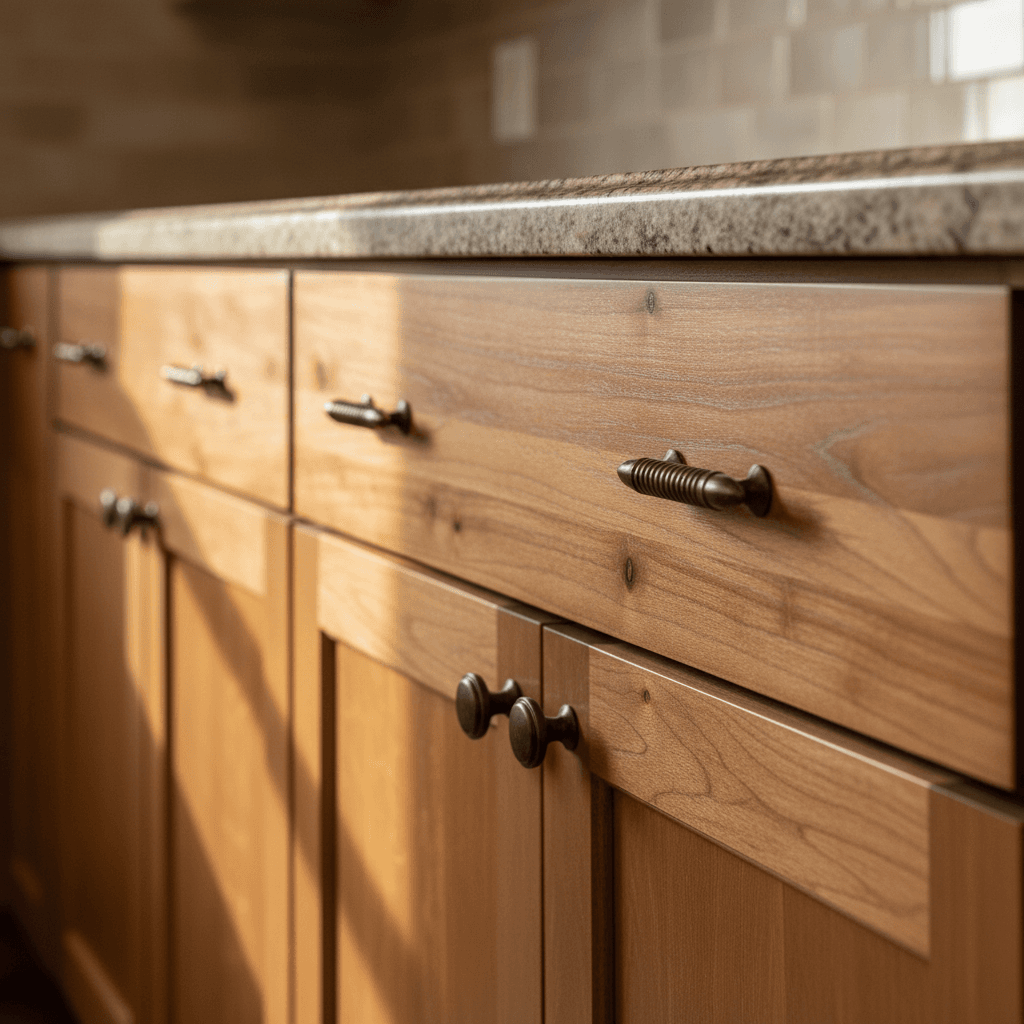 Custom kitchen cabinets with natural wood finish
