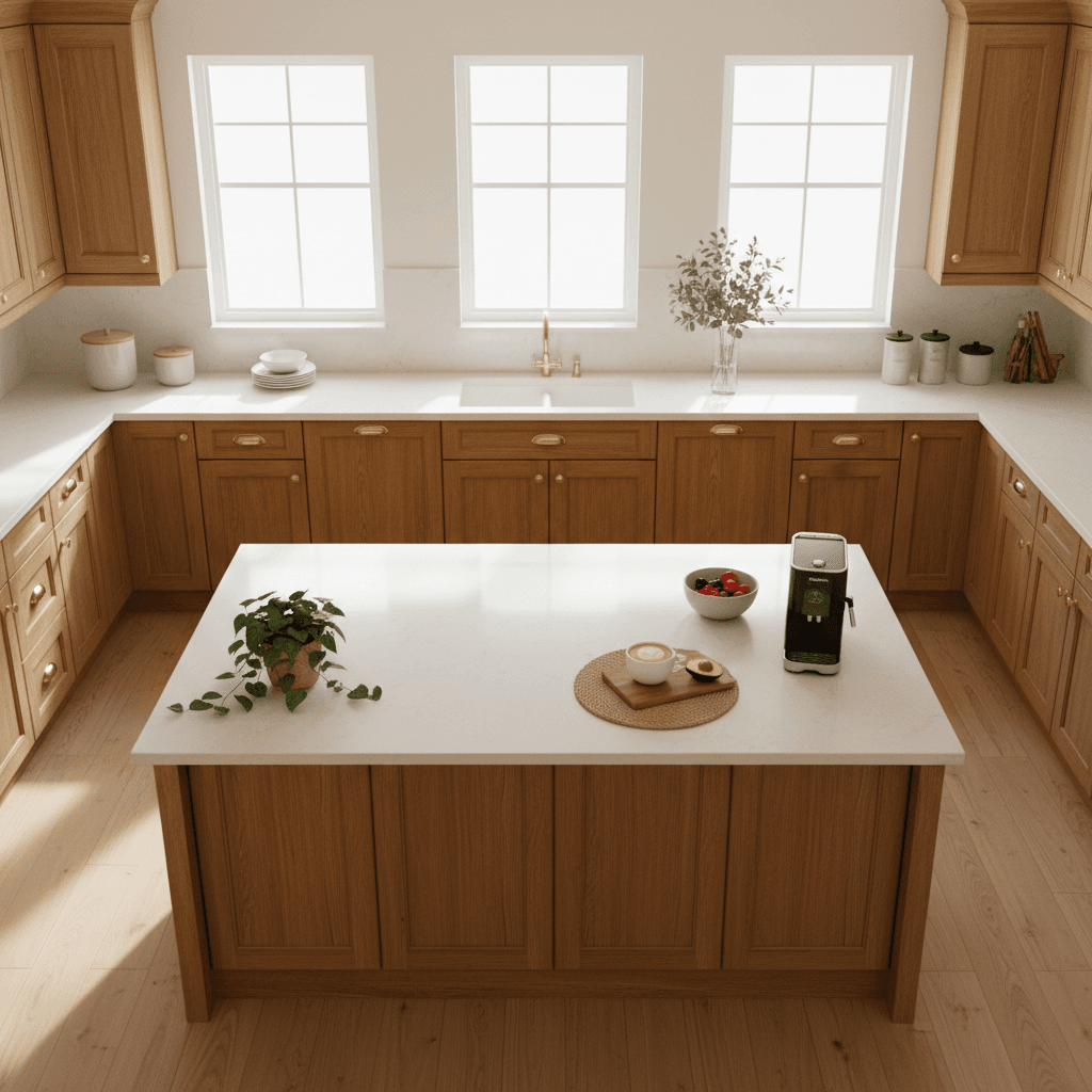Kitchen island with custom cabinetry