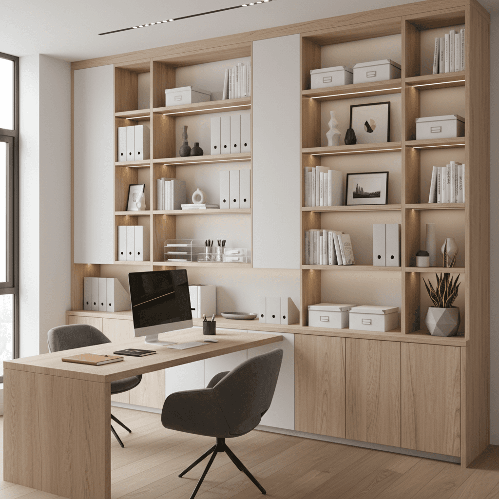 Custom office cabinetry and built-in shelving