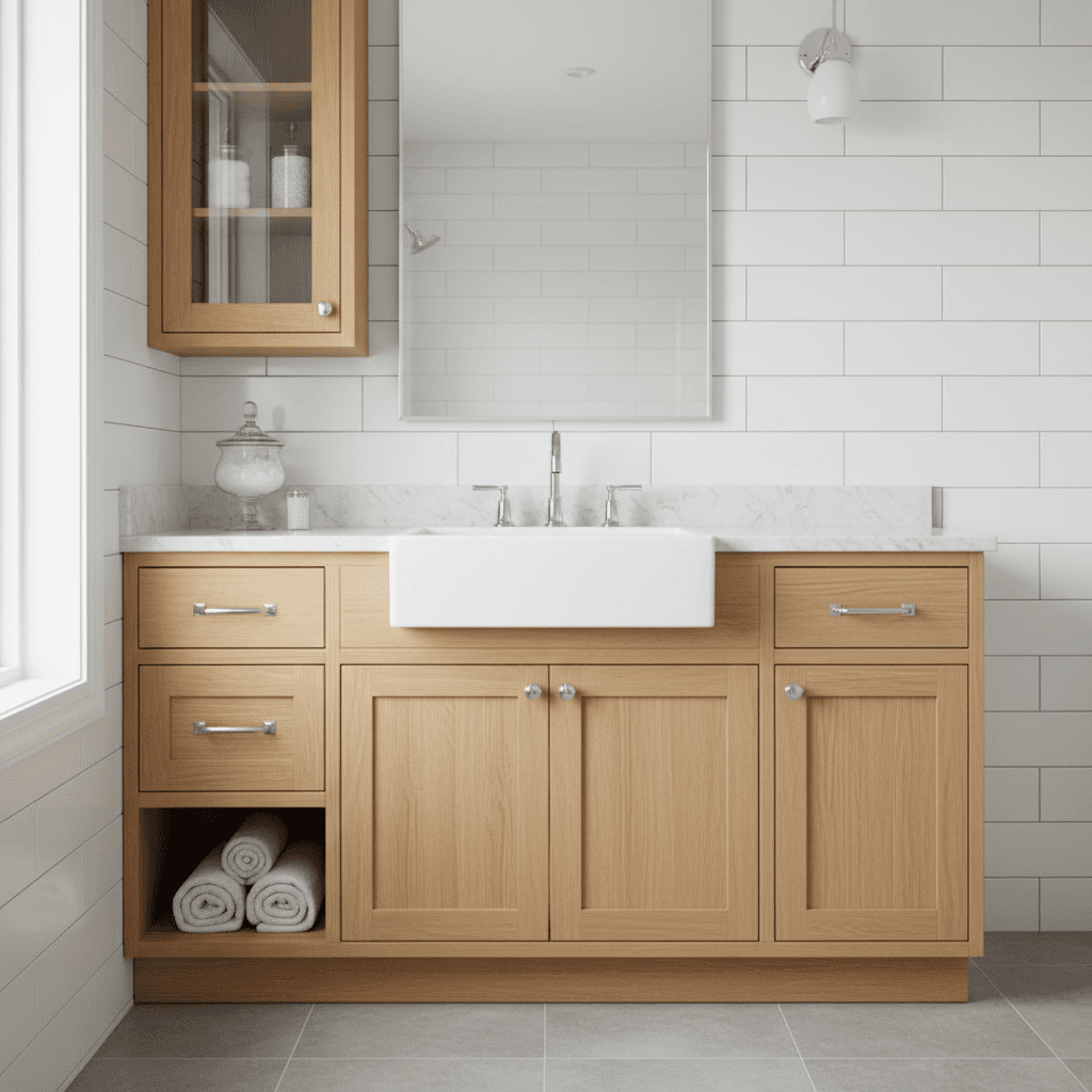 Custom bathroom vanity and storage cabinet