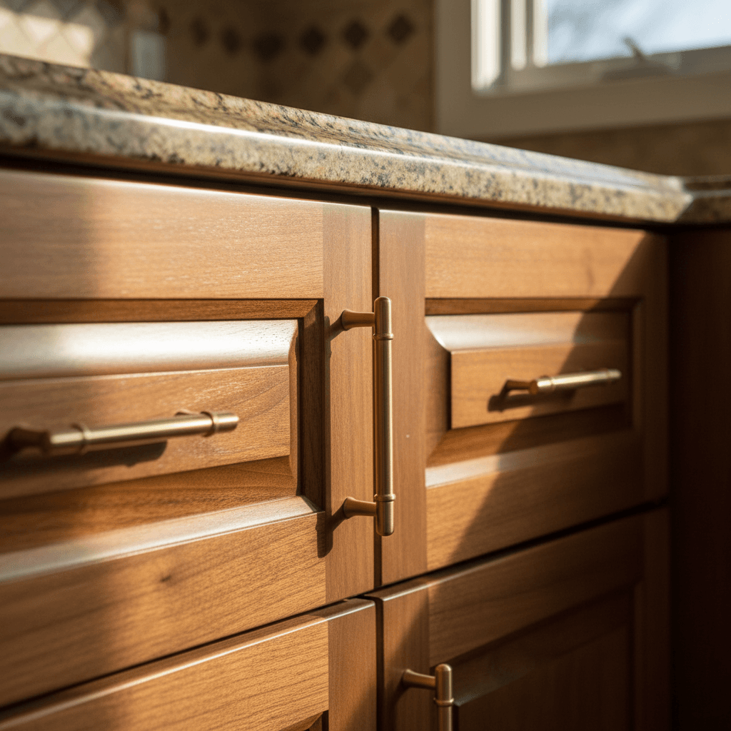 Custom kitchen cabinets with wood grain detail