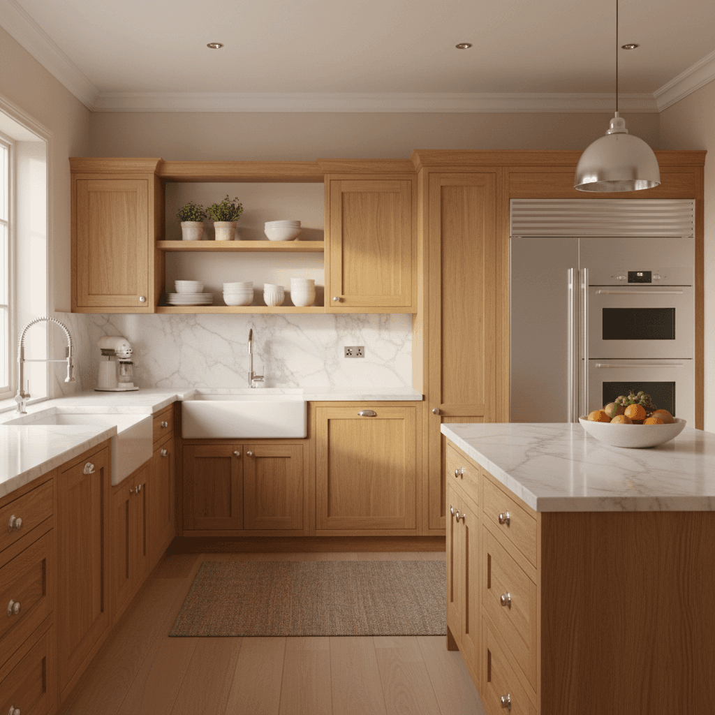 Finished residential kitchen cabinetry installation